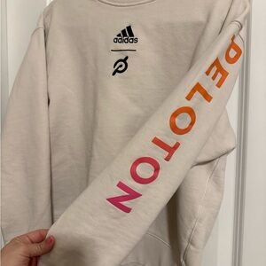 Adidas Cream Sweatshirt with Colorful Peloton Sleeve